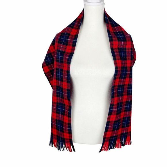 Vintage 1960’s Pendleton Wool Scarf Tartan Plaid Red Blue Green - Picture 2 of 10